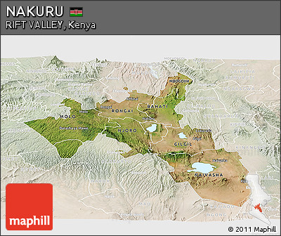 Satellite Panoramic Map of NAKURU, lighten