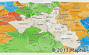 Shaded Relief Panoramic Map of NAKURU, political shades outside
