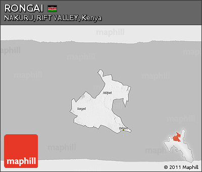 Gray 3D Map of RONGAI, single color outside