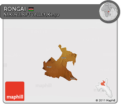 Physical 3D Map of RONGAI, cropped outside