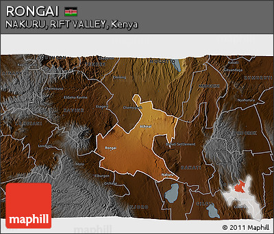 Physical 3D Map of RONGAI, darken