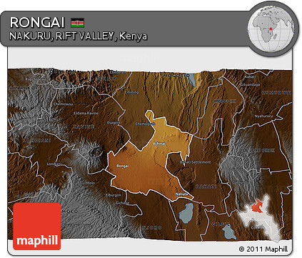 Physical 3D Map of RONGAI, darken