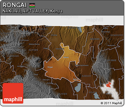 Physical 3D Map of RONGAI, darken