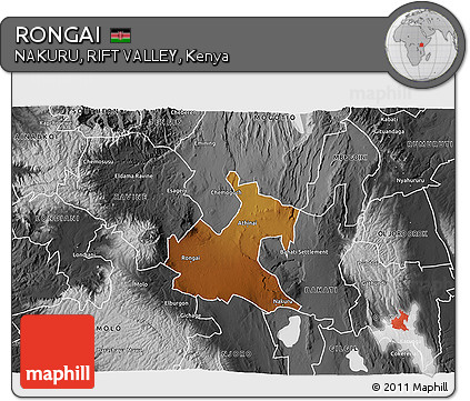 Physical 3D Map of RONGAI, desaturated