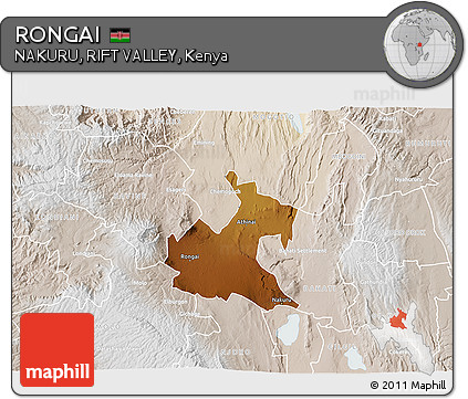 Physical 3D Map of RONGAI, lighten