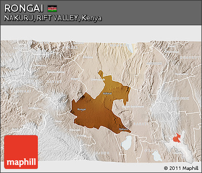 Physical 3D Map of RONGAI, lighten