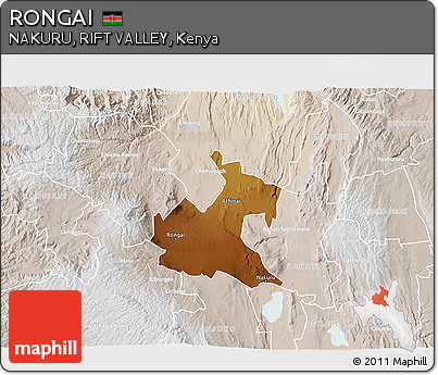 Physical 3D Map of RONGAI, lighten