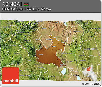 Physical 3D Map of RONGAI, satellite outside