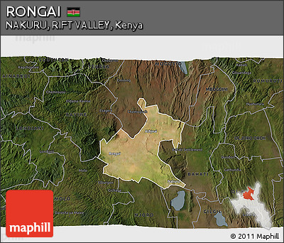Satellite 3D Map of RONGAI, darken