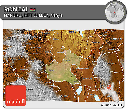 Satellite 3D Map of RONGAI, physical outside