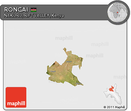 Satellite 3D Map of RONGAI, single color outside