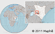 Gray Location Map of RONGAI, highlighted country, highlighted parent region, within the entire country, hill shading