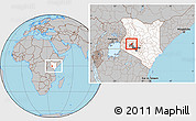 Gray Location Map of RONGAI, highlighted country, highlighted parent region, within the entire country