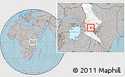Gray Location Map of RONGAI, highlighted grandparent region, hill shading