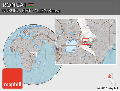 Gray Location Map of RONGAI, highlighted parent region, highlighted grandparent region, hill shading