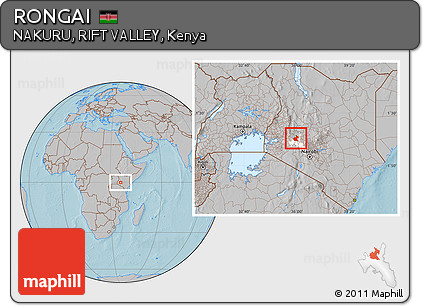Gray Location Map of RONGAI, highlighted parent region, hill shading
