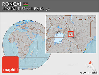 Gray Location Map of RONGAI, highlighted parent region, hill shading