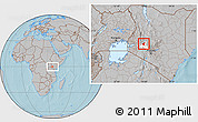 Gray Location Map of RONGAI, highlighted parent region, hill shading