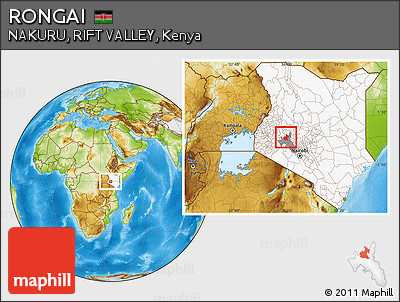 Physical Location Map of RONGAI, highlighted country, highlighted parent region