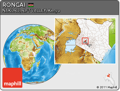 Physical Location Map of RONGAI, highlighted country, highlighted parent region