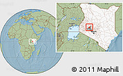 Savanna Style Location Map of RONGAI, highlighted country, highlighted parent region, hill shading