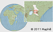 Savanna Style Location Map of RONGAI, highlighted grandparent region, within the entire country, hill shading