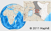 Shaded Relief Location Map of RONGAI, highlighted country, highlighted grandparent region