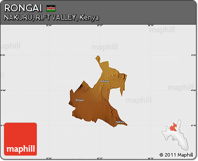 Physical Map of RONGAI, single color outside