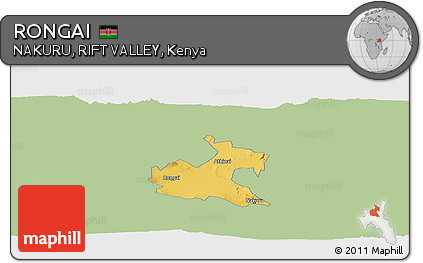 Savanna Style Panoramic Map of RONGAI, single color outside