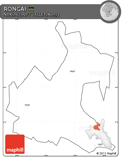 Blank Simple Map of RONGAI, cropped outside