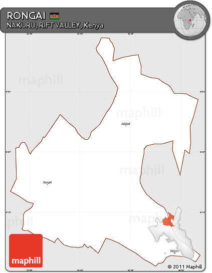 Classic Style Simple Map of RONGAI, cropped outside