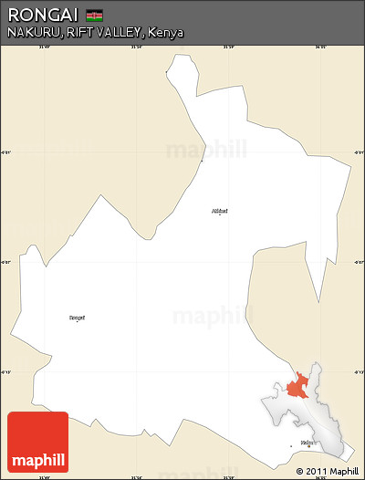 Classic Style Simple Map of RONGAI, single color outside
