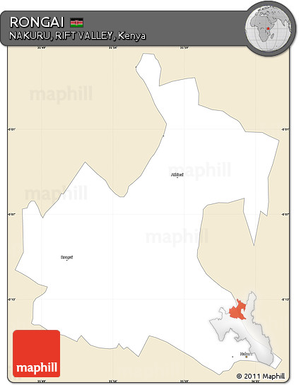 Classic Style Simple Map of RONGAI, single color outside