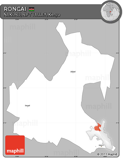 Gray Simple Map of RONGAI, single color outside