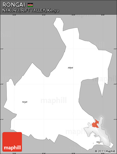 Gray Simple Map of RONGAI, single color outside