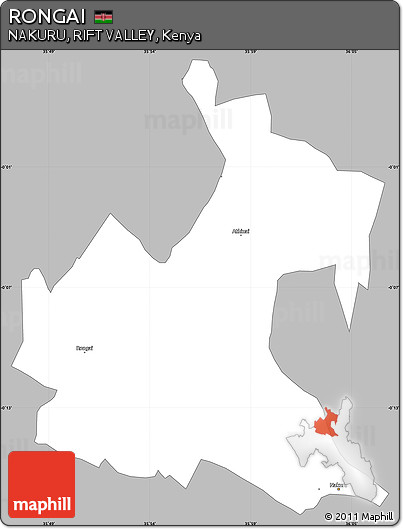Gray Simple Map of RONGAI, single color outside