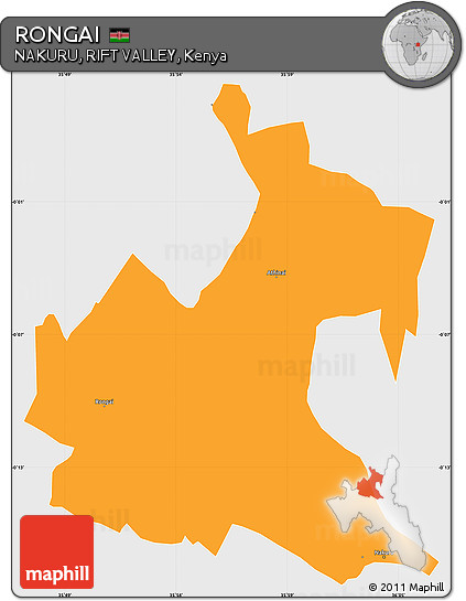 Political Simple Map of RONGAI, single color outside