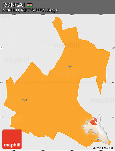 Political Simple Map of RONGAI, single color outside