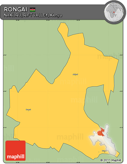 Savanna Style Simple Map of RONGAI, cropped outside