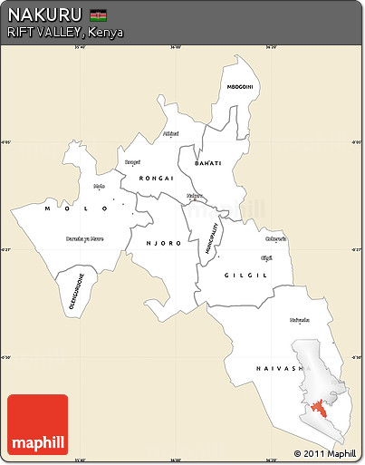 Classic Style Simple Map of NAKURU, single color outside