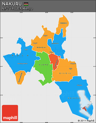 Political Simple Map of NAKURU, single color outside