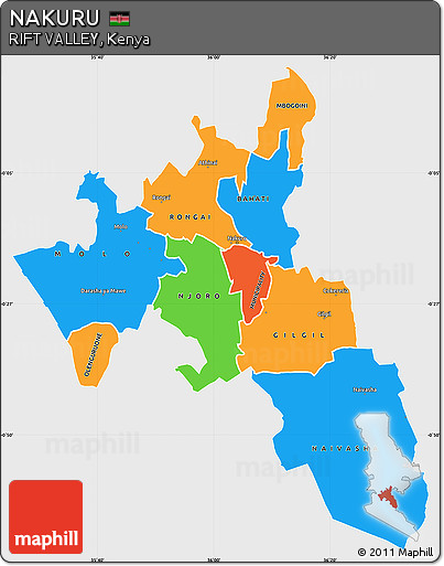 Political Simple Map of NAKURU, single color outside