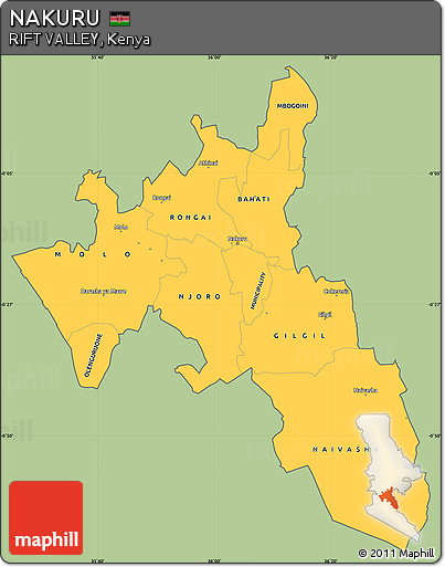 Savanna Style Simple Map of NAKURU, cropped outside