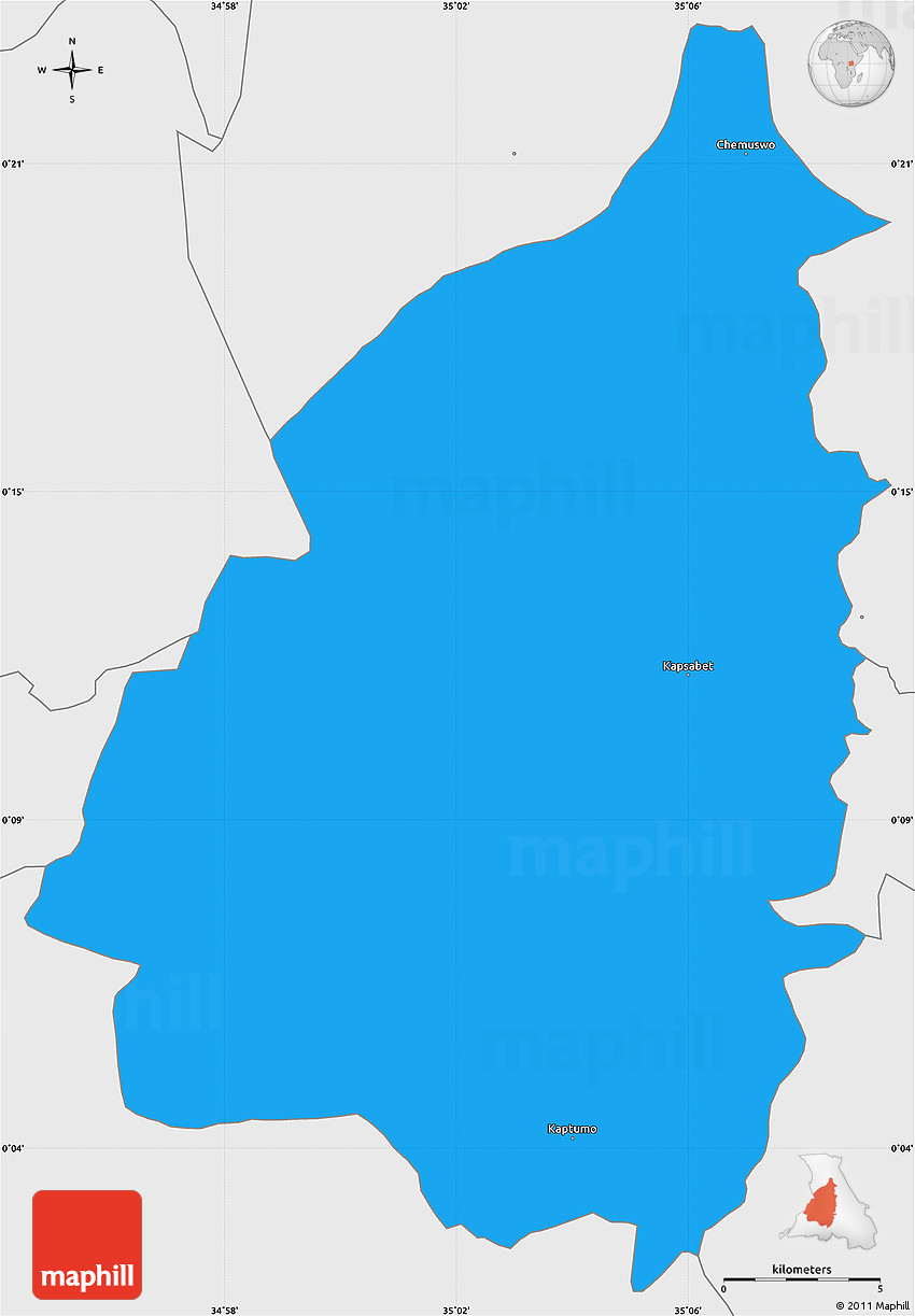 Political Simple Map of KAPSABET, single color outside, borders and labels