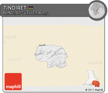 Classic Style 3D Map of TINDIRET, single color outside