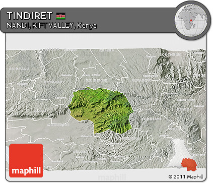Satellite 3D Map of TINDIRET, lighten, semi-desaturated