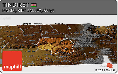 Physical Panoramic Map of TINDIRET, darken