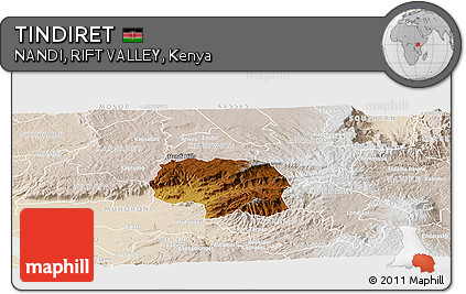 Physical Panoramic Map of TINDIRET, lighten