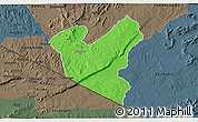 Political 3D Map of LOLGORIAN, darken, semi-desaturated