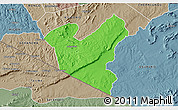Political 3D Map of LOLGORIAN, semi-desaturated